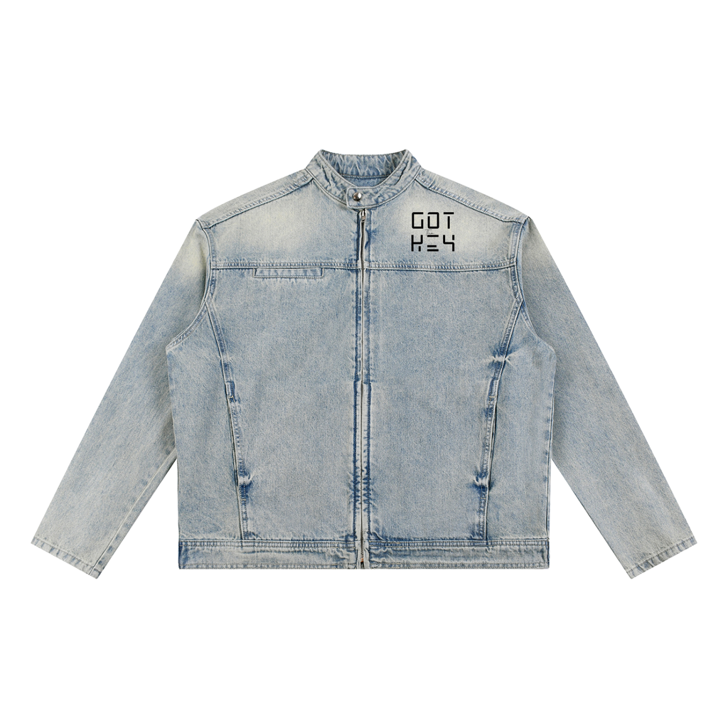 Kòb pou genyen Vintage Wash Zip Denim Jacket