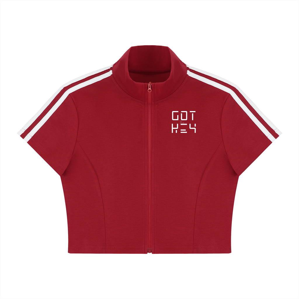 Got The Key Women's Cropped Full Zip Short Sleeve T-Shirt