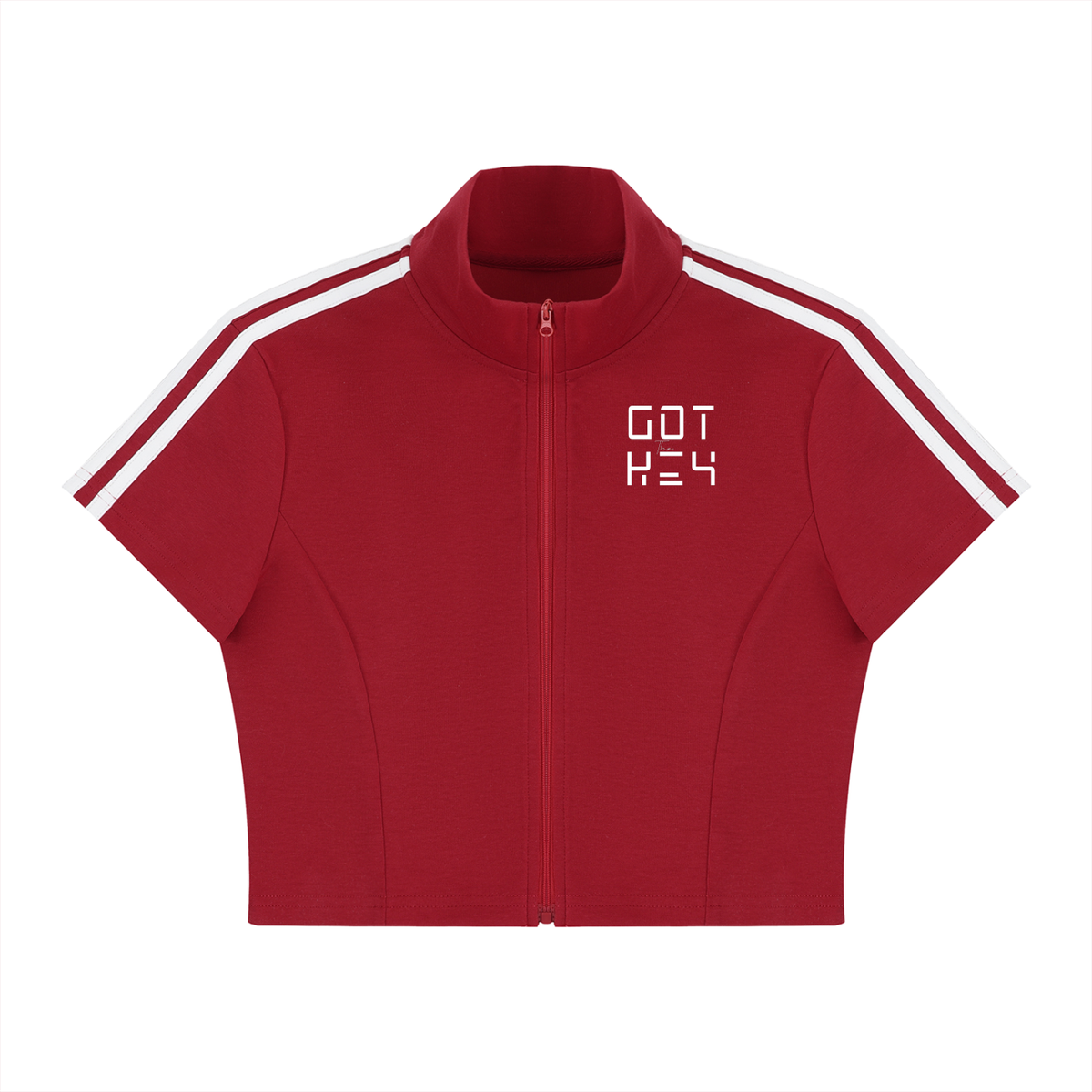 Got The Key Women's Cropped Full Zip Short Sleeve T-Shirt