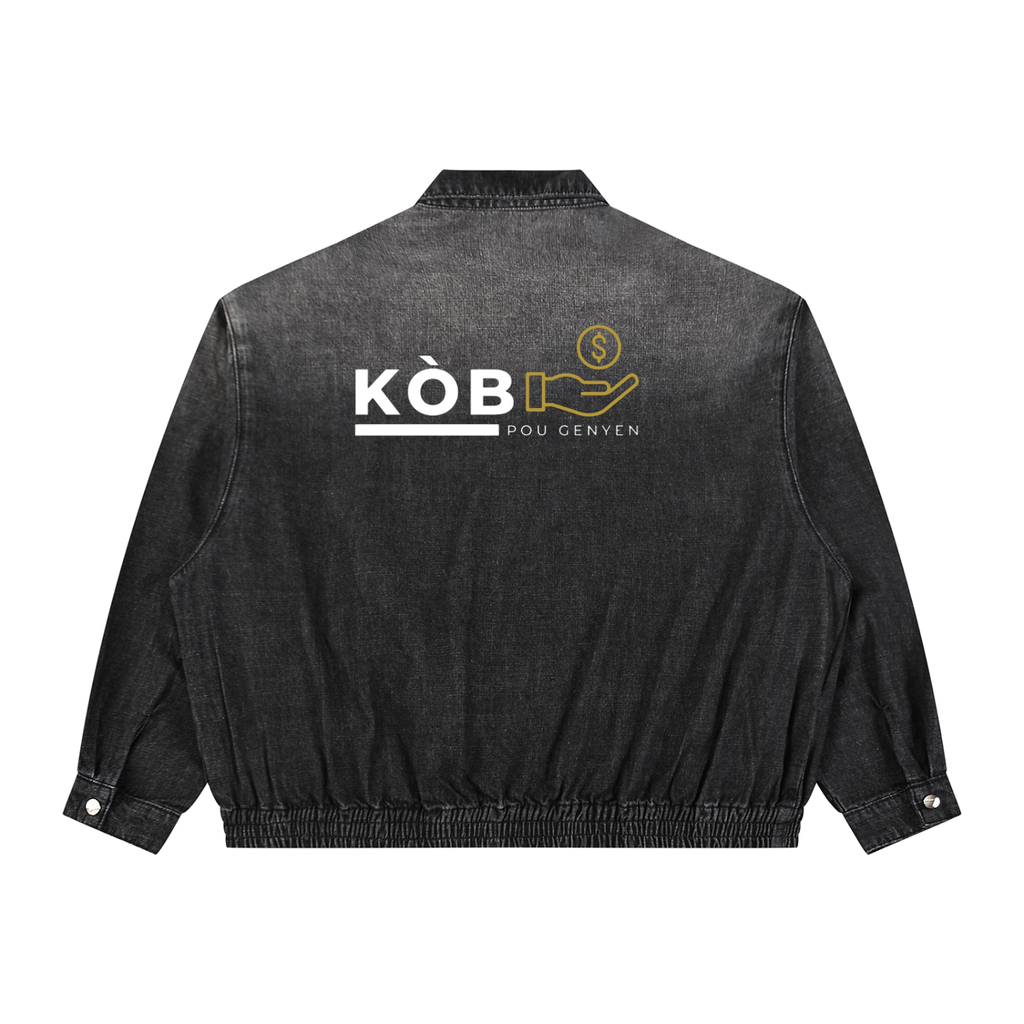 Got The Key Unisex Vintage Wash Full-Zip Denim Jacket
