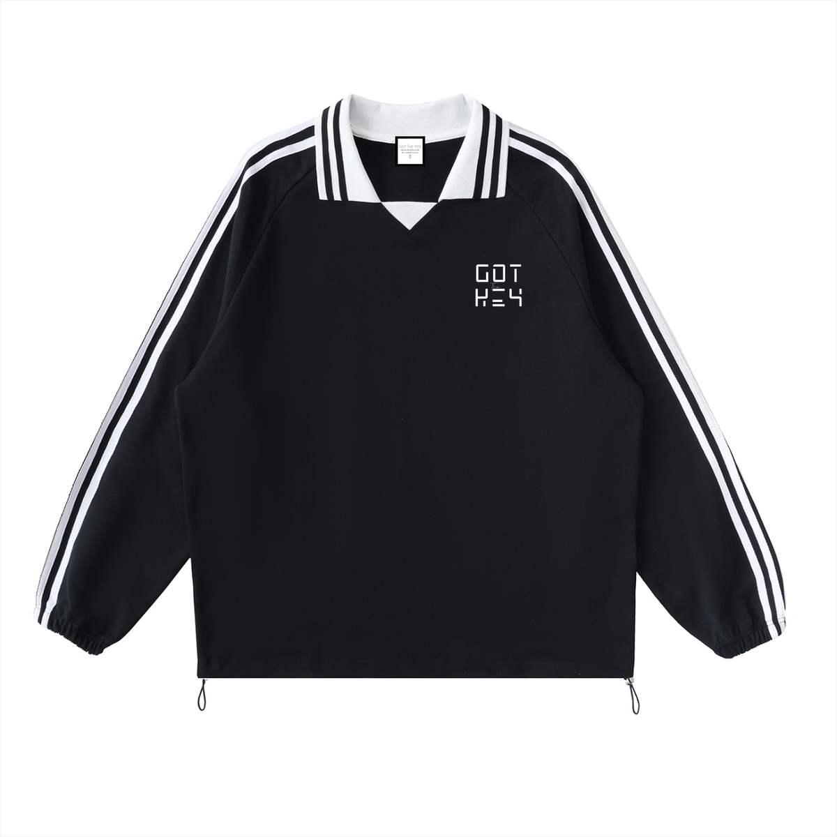 Got The Key Contrast Striped Lapel Collar Sweatshirt