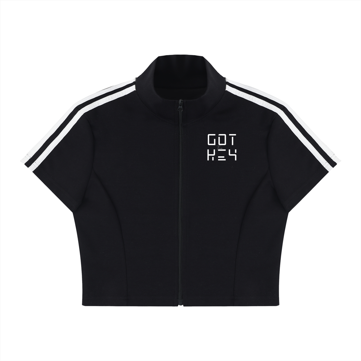 Got The Key Women's Cropped Full Zip Short Sleeve T-Shirt