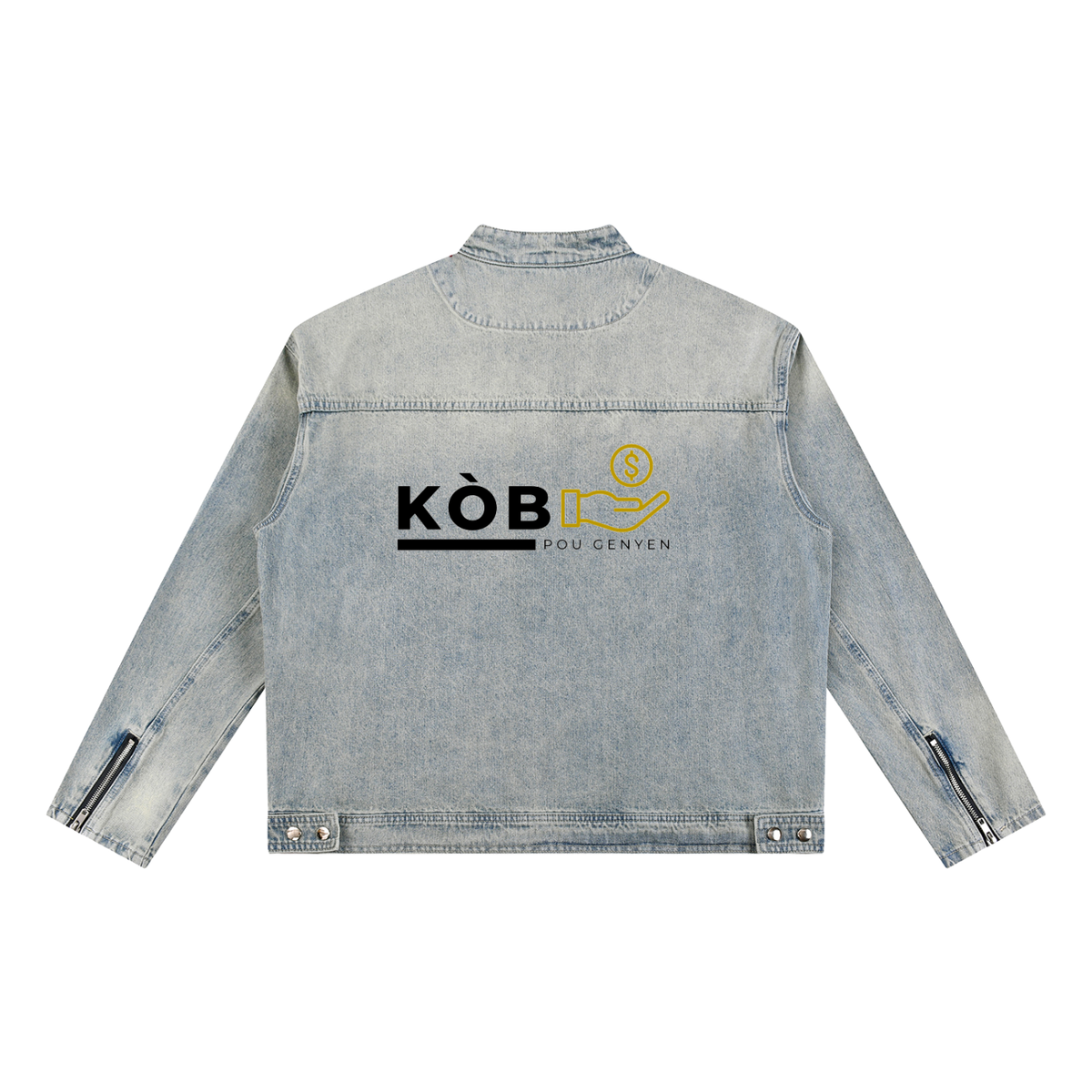 Kòb pou genyen Vintage Wash Zip Denim Jacket