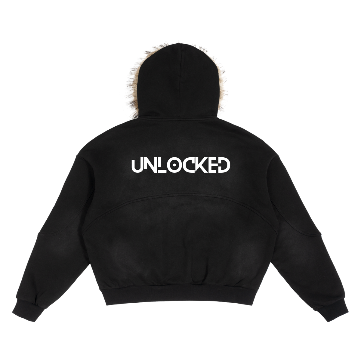 UnlockeD Sun Fade Boxy Detachable Fur Hoodie