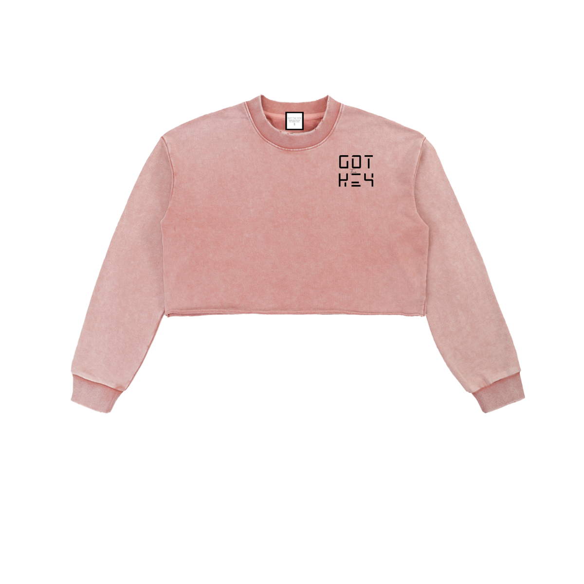 Got The Key Snow Washed Raw Edge Cropped Sweatshirt