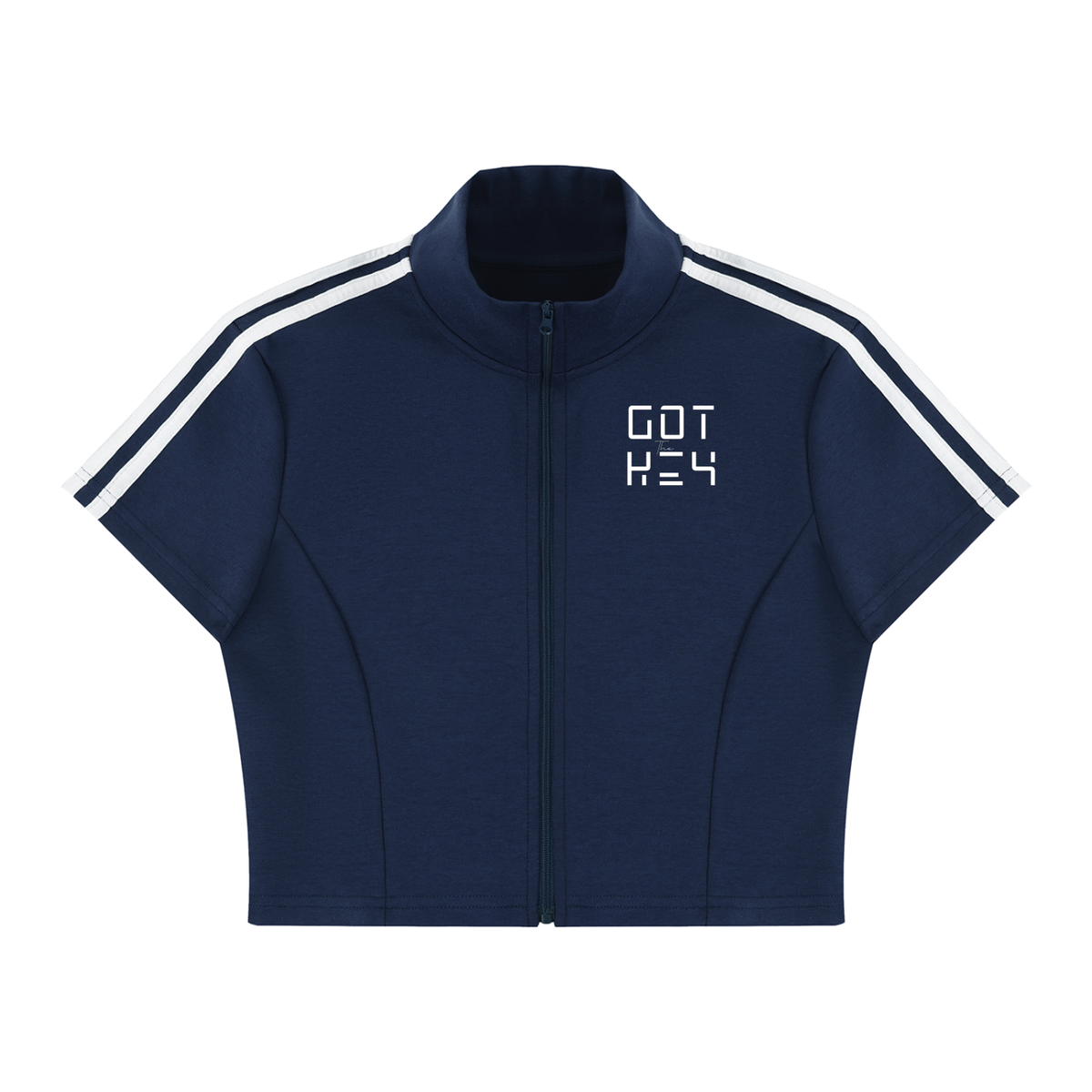 Got The Key Women's Cropped Full Zip Short Sleeve T-Shirt