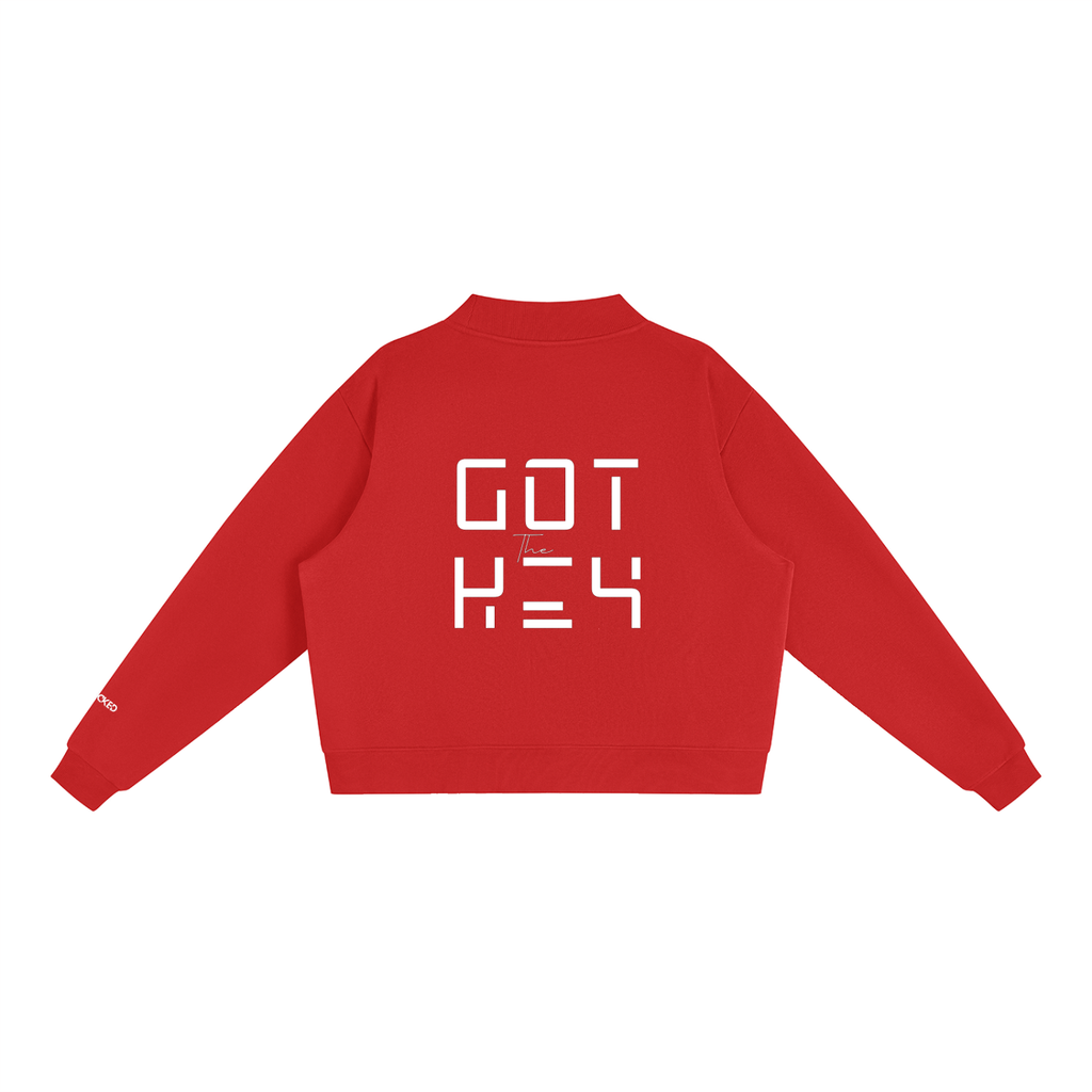 Got The Key Essential Fleece Mock-Neck Crew Sweatshirt