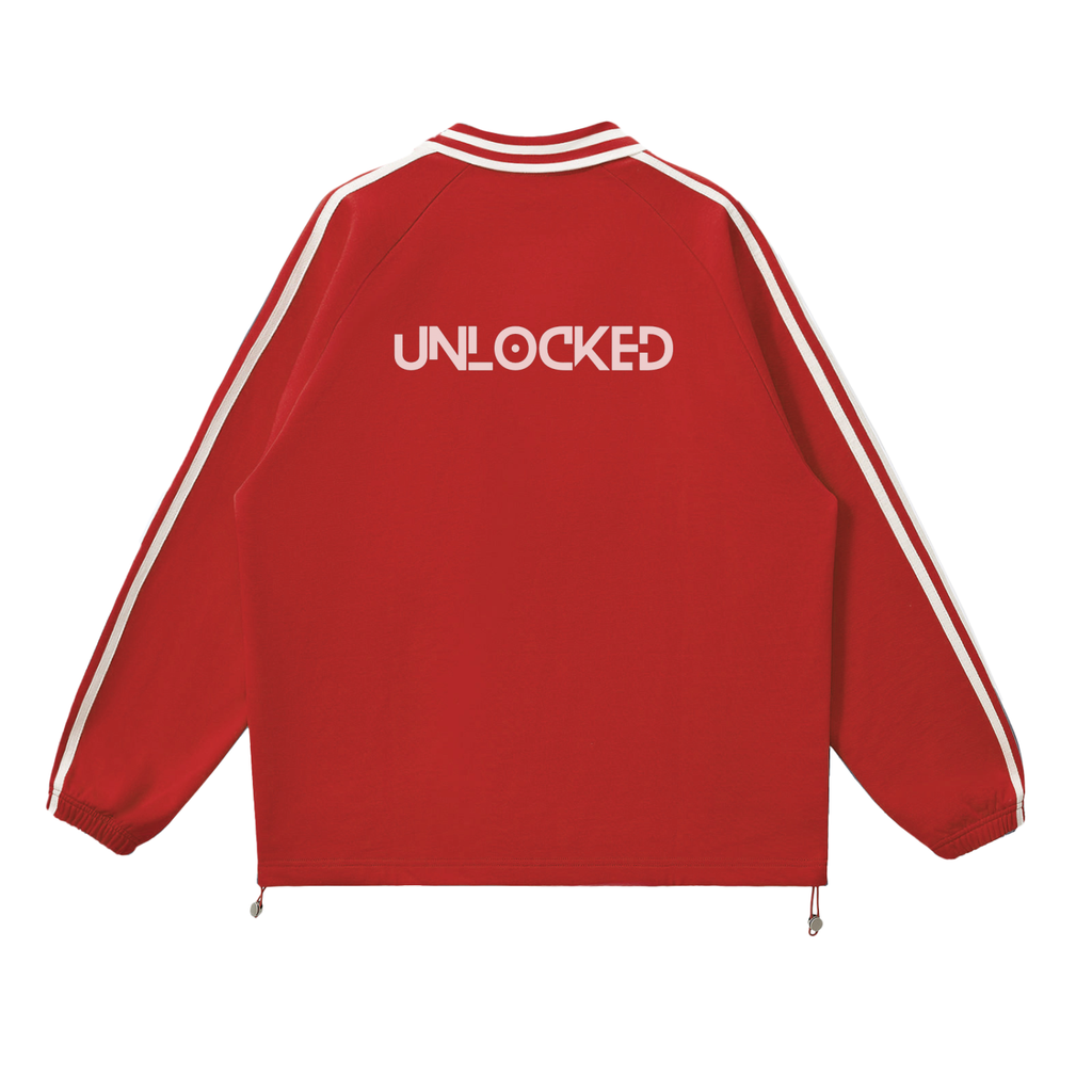 Got The Key Contrast Striped Lapel Collar Sweatshirt